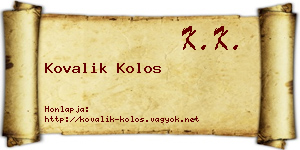Kovalik Kolos névjegykártya
